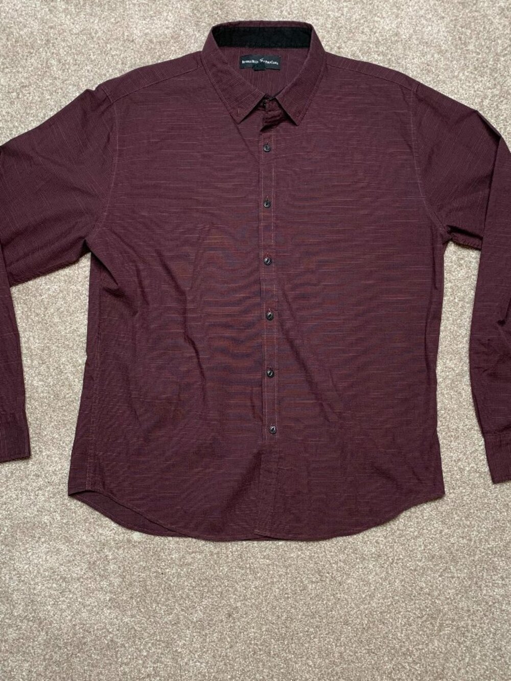 Beverly Hill Polo Club Men Shirt XL Maroon Long Sleeves Button Up